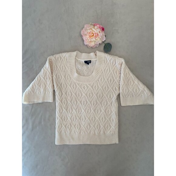 Ana Ivory Cable Knit Sweater M Classiccore Light Academia Tweecore Preppy - Picture 1 of 11